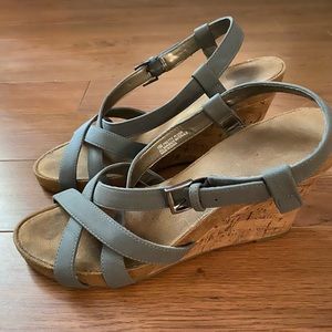 Aerosoles Gray Suede Strapped Wedges